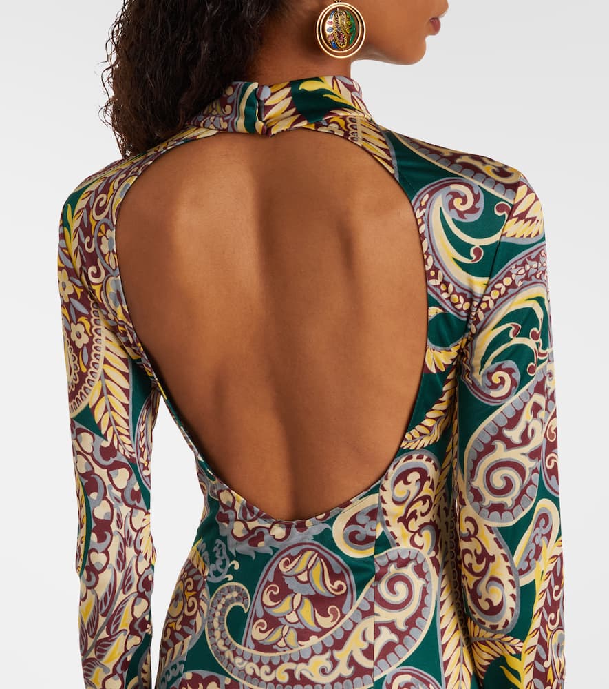 Paisley asymmetric midi dress