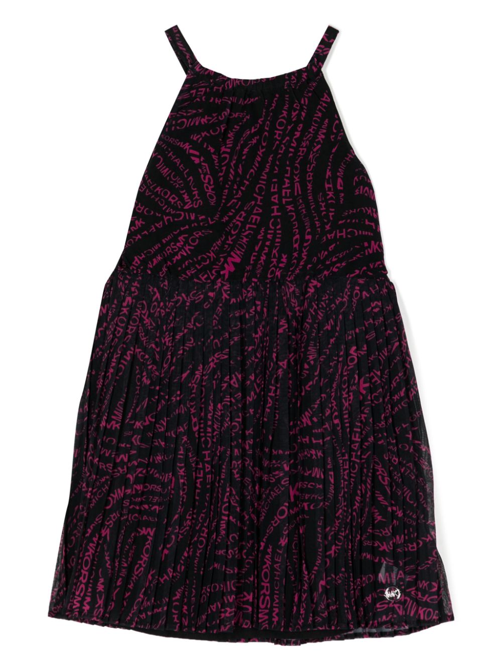 Logo-print pleated dress - Black