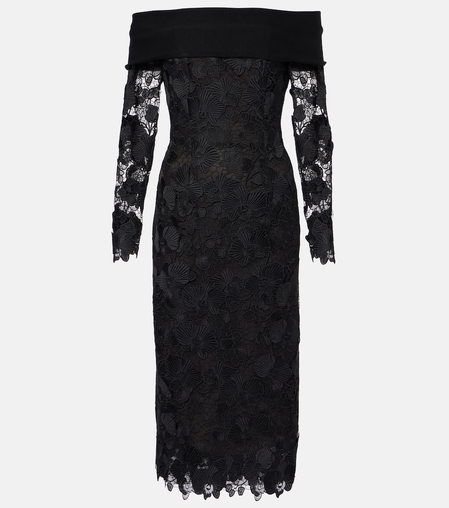 Orchid floral guipure midi dress