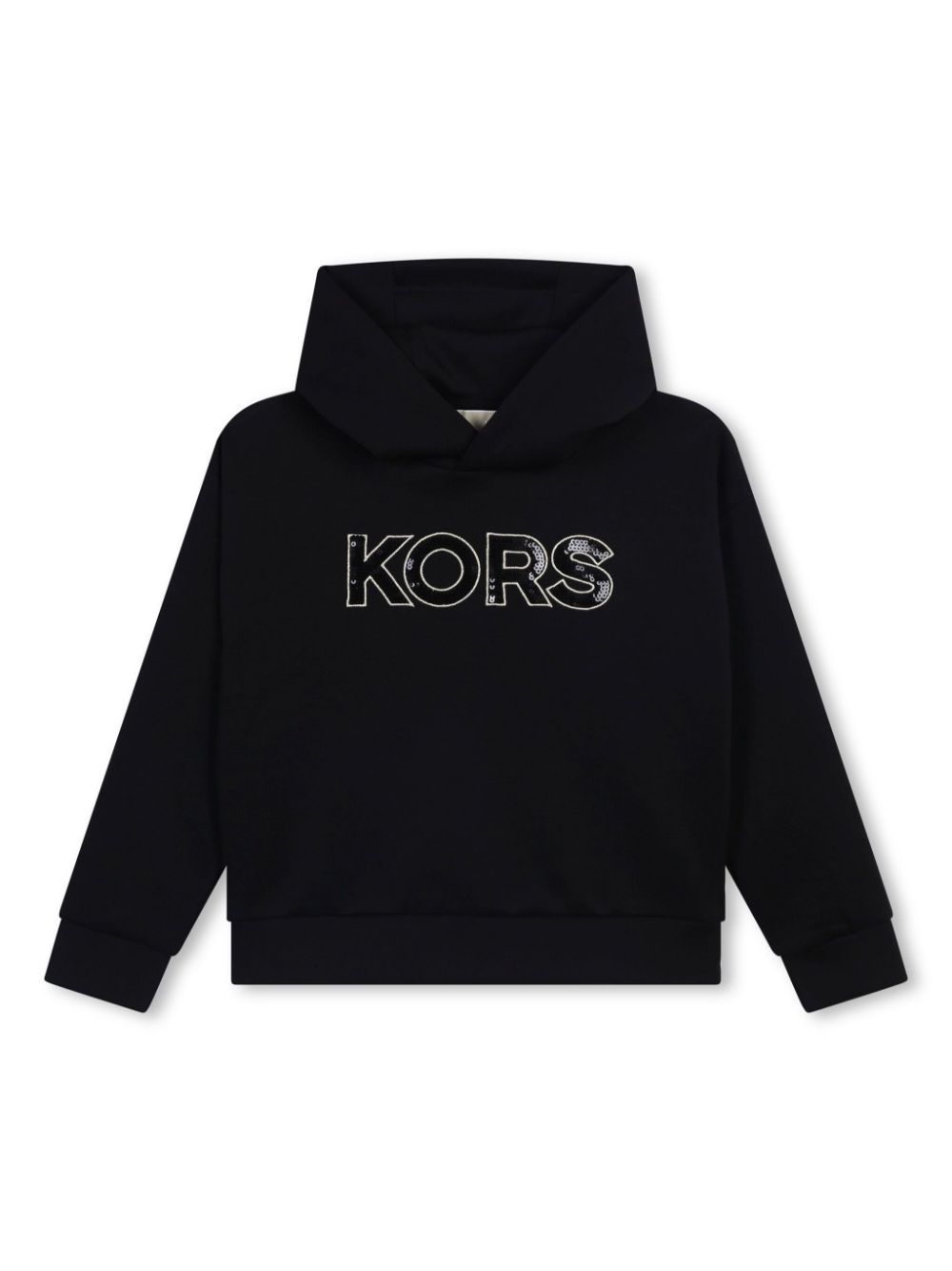 Sequinned-logo jersey hoodie - Black