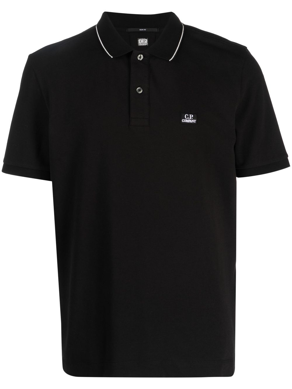Logo-patch cotton polo shirt - Black