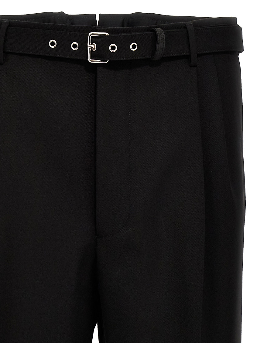 Mid-rise Belted Straight-leg Trousers
