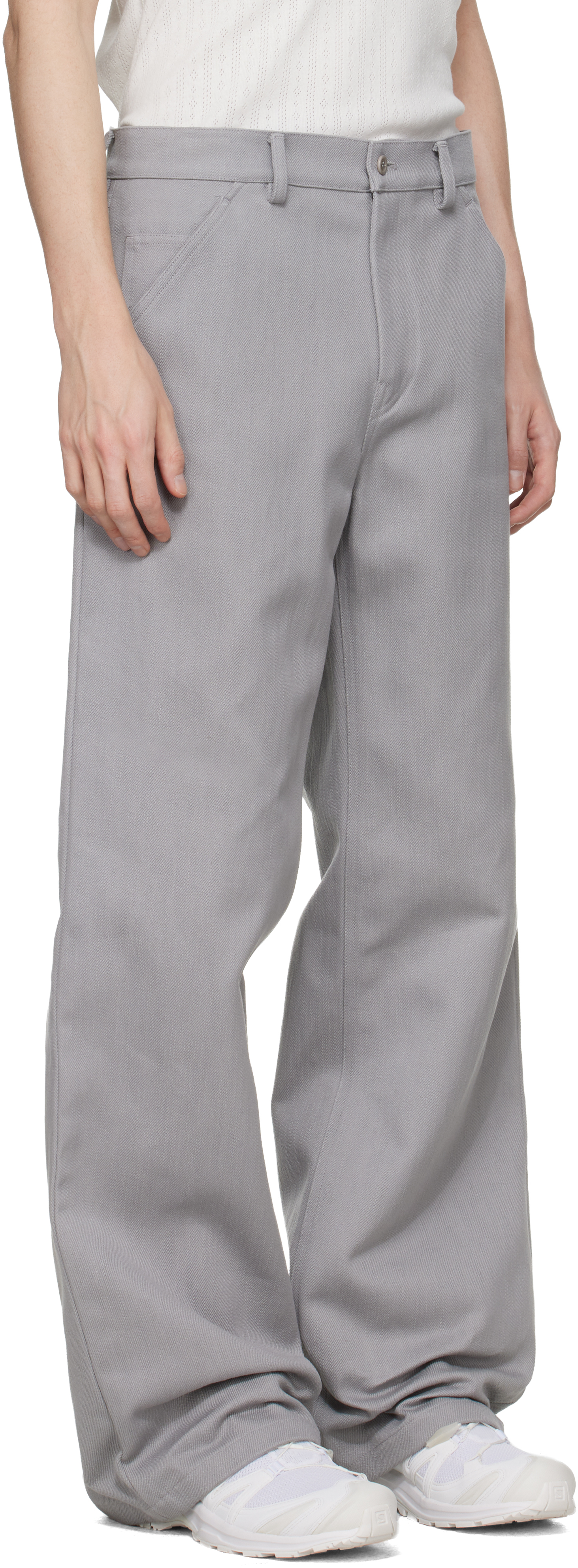 Gray Antique Gabardine Trousers