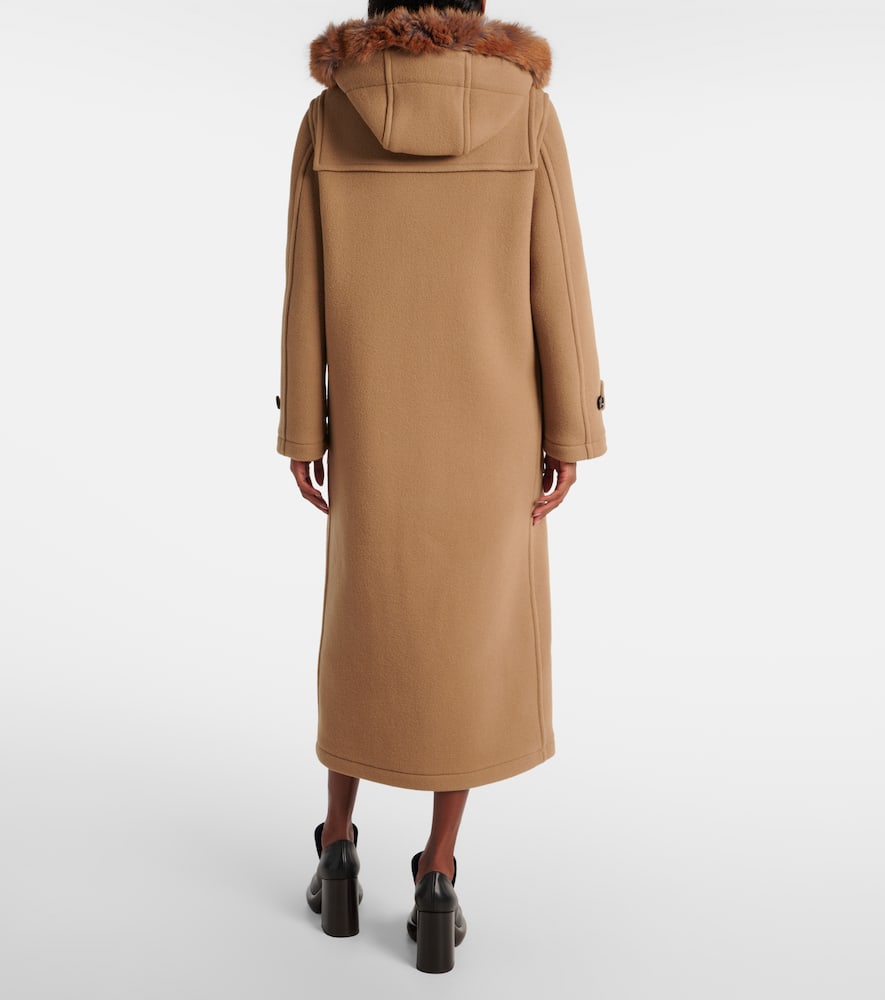Burberry Faux fur-trimmed wool coat