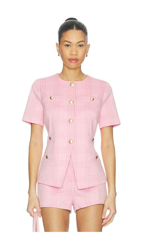 Generation Love Reyes Windowpane Suiting Jacket in Pink. L. Also in XS, S