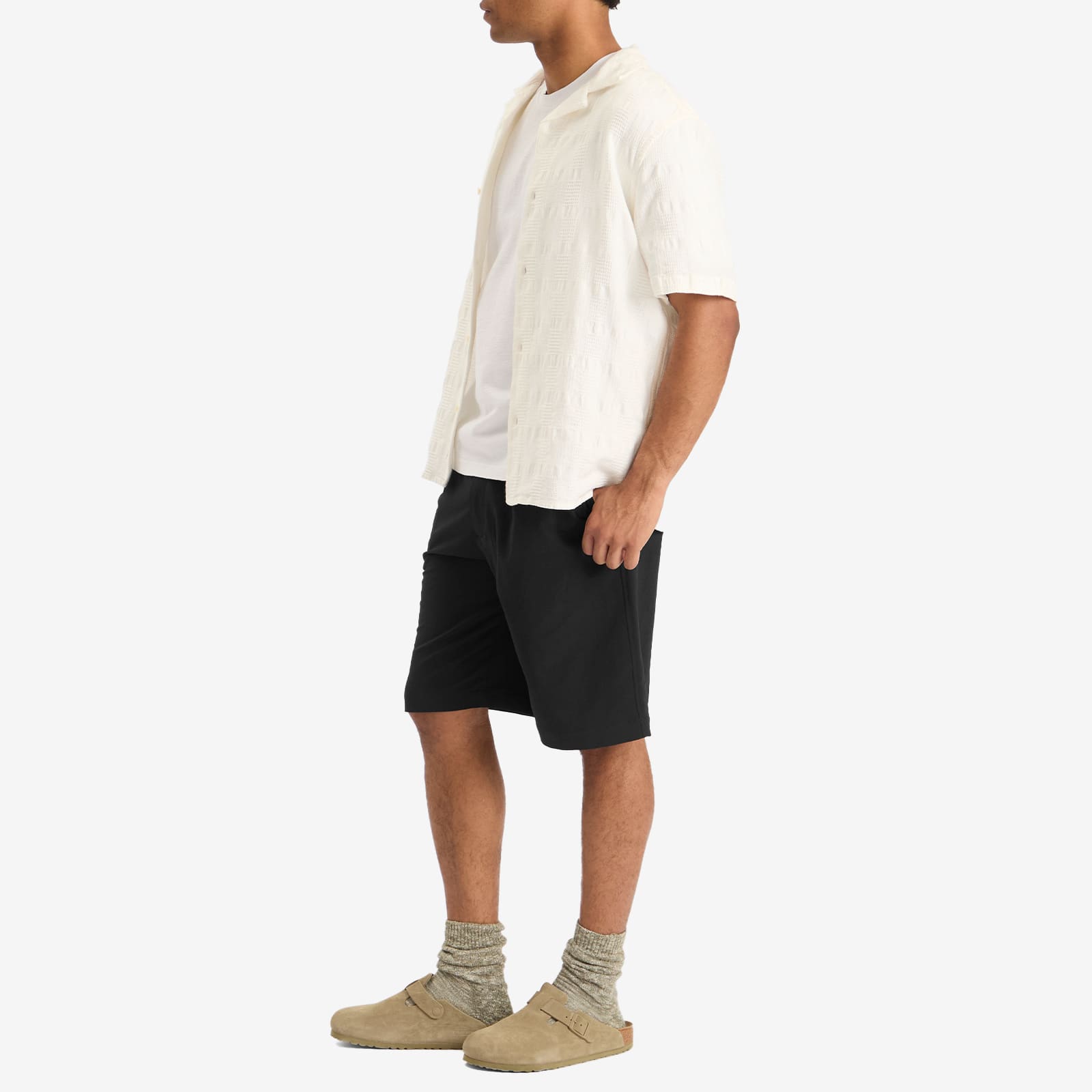 Men's Didcot Seersucker Waffle Vacation Shirt Ecru