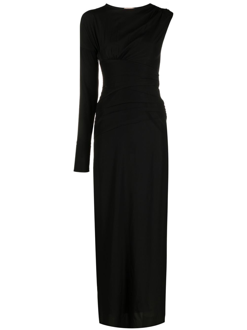 Single-sleeve design gown - Black