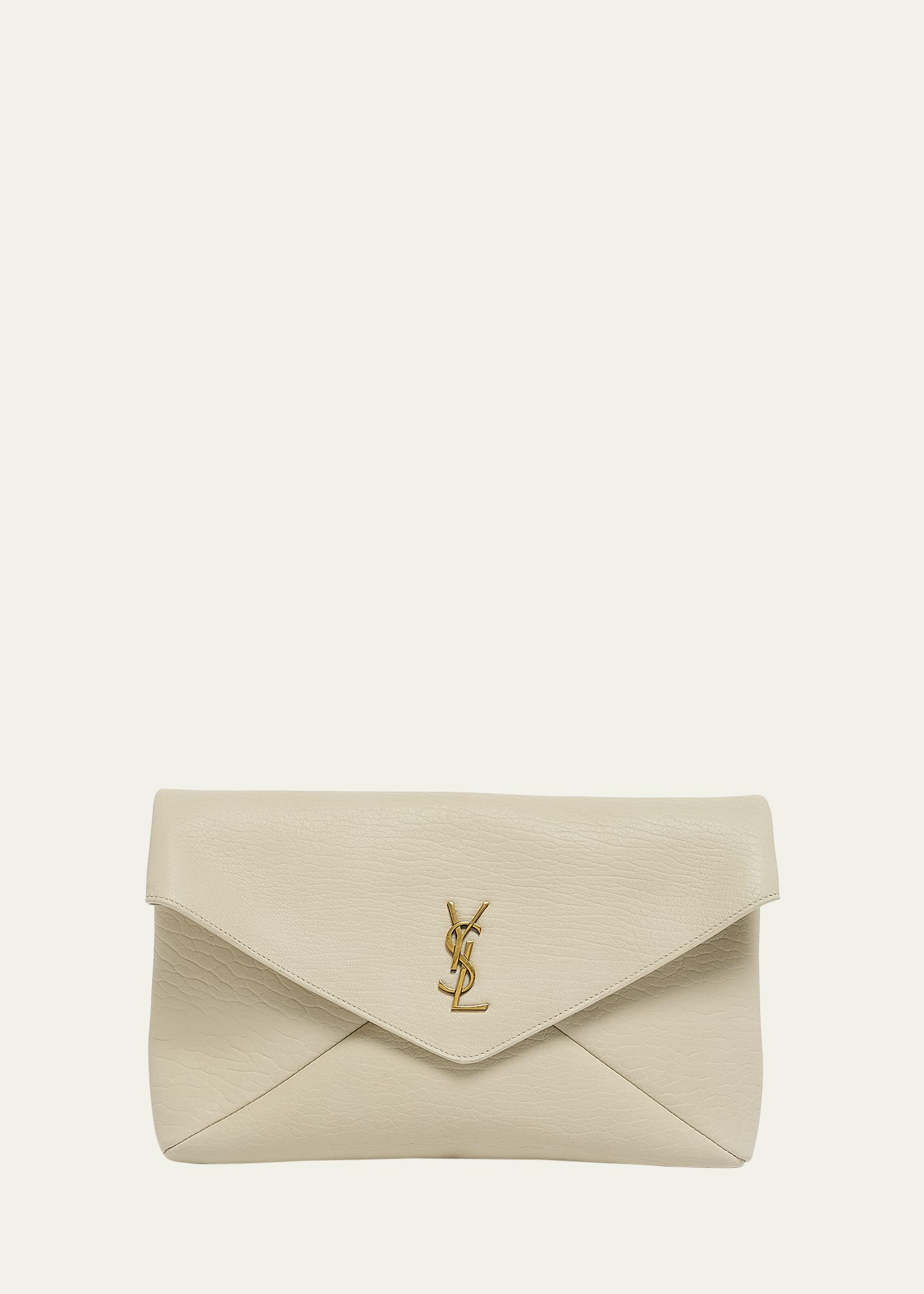 Large YSL Envelope Pouch Clutch Bag in Leather