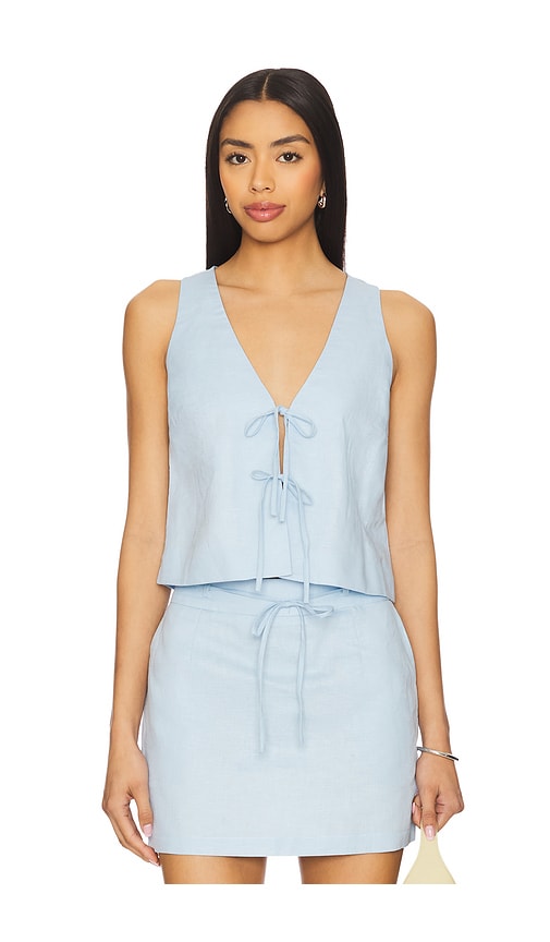 MINKPINK Pandora Tie Crop Top in Baby Blue. -  XL also in