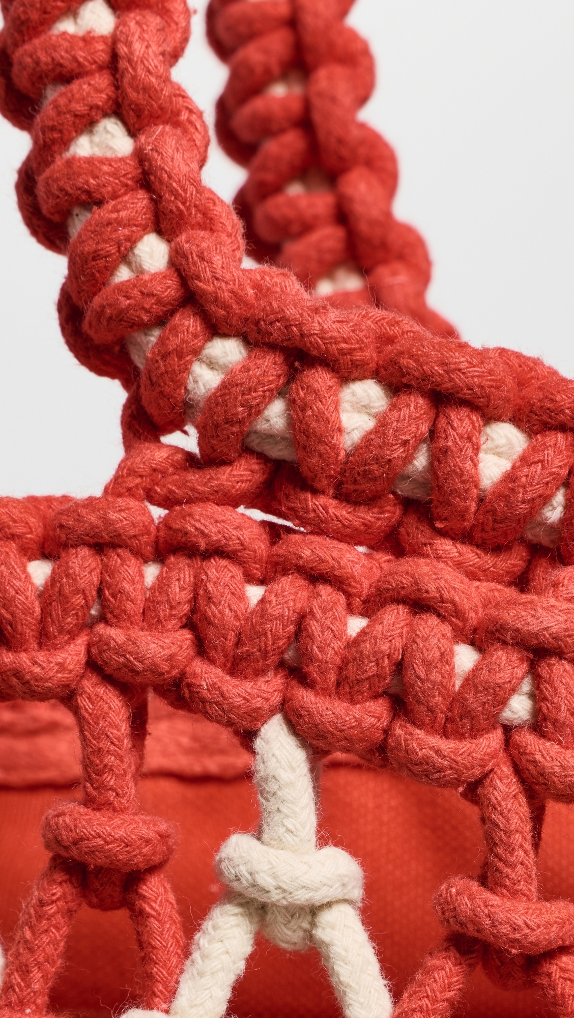 Sunwashed Macrame Tote Poppy Red One Size