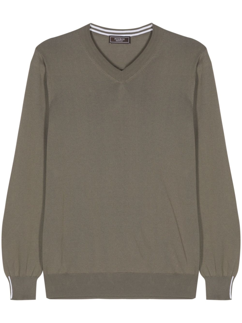 Fine-ribbed cotton jumper - Green