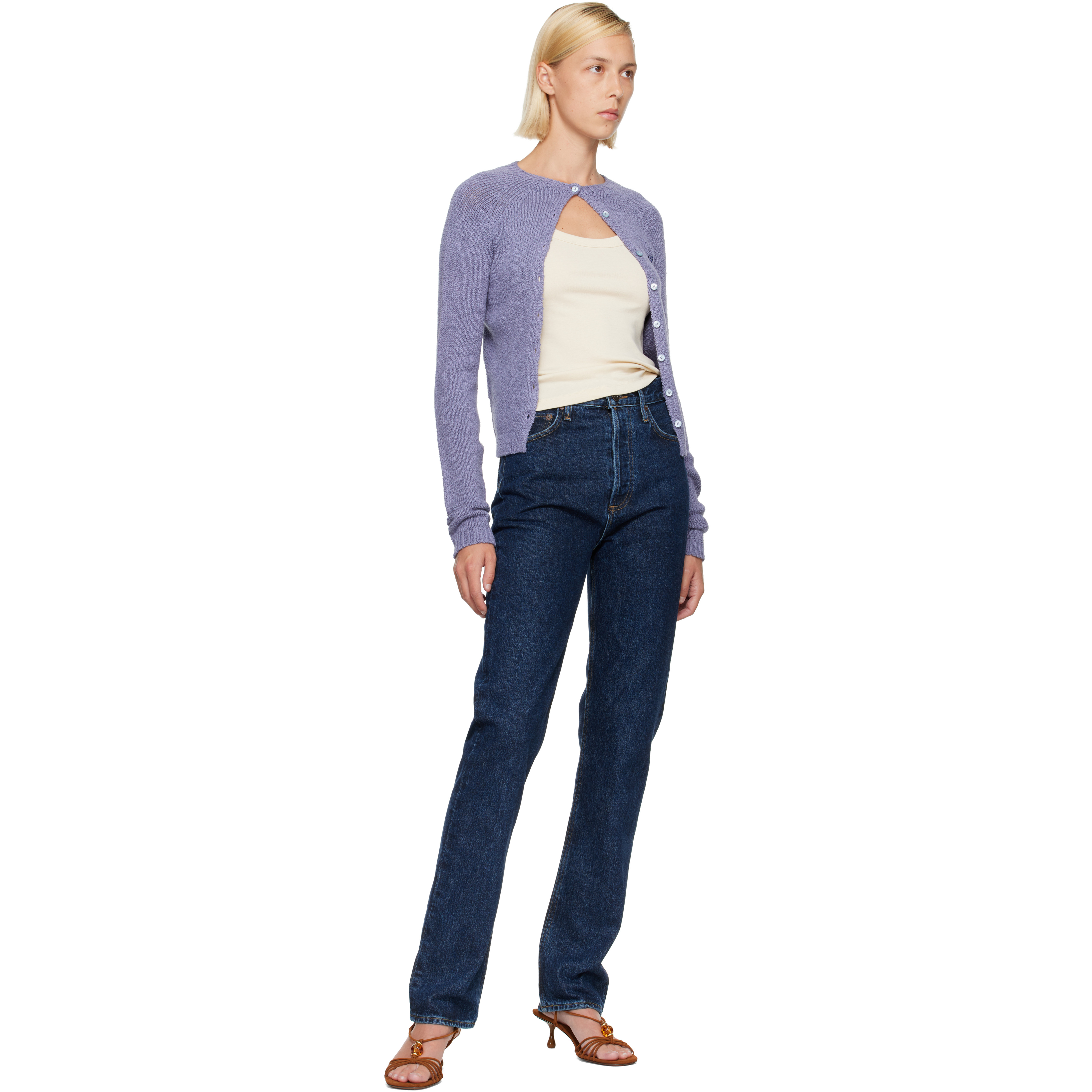 Navy 90's Pinch Waist High Rise Straight Jeans