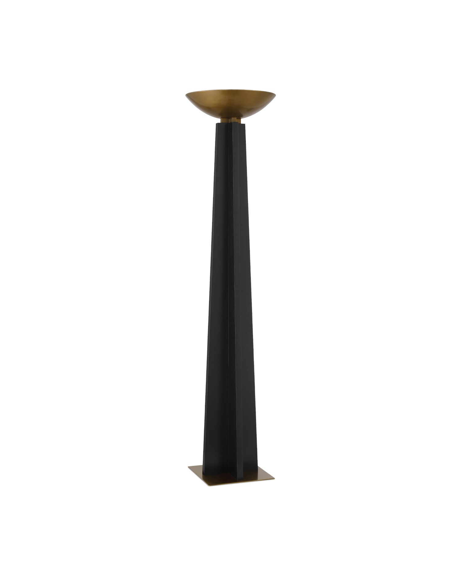 Black Antique Brass LED Floor Lamp from the Calyx Torchiere Floor Lamp Collection