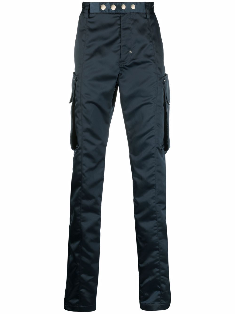 High-shine slim-cut trousers - Blue