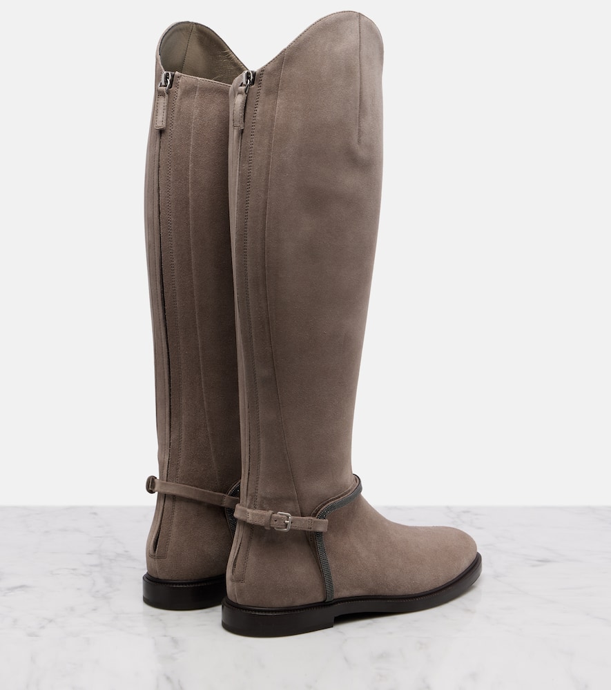 Monili suede knee-high boots