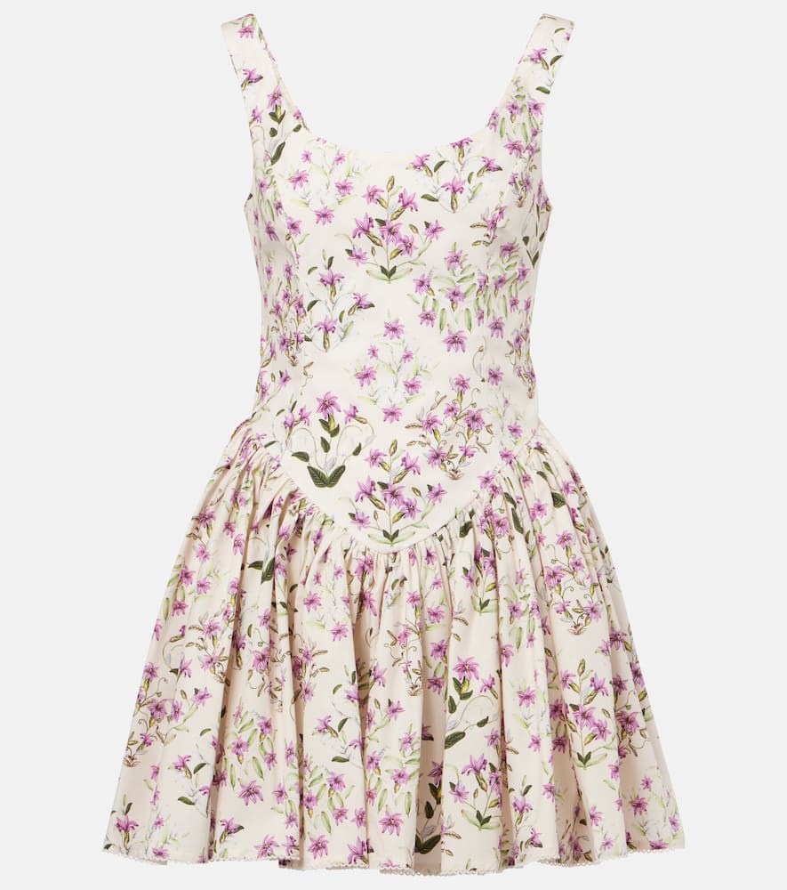 Pluma floral cotton minidress