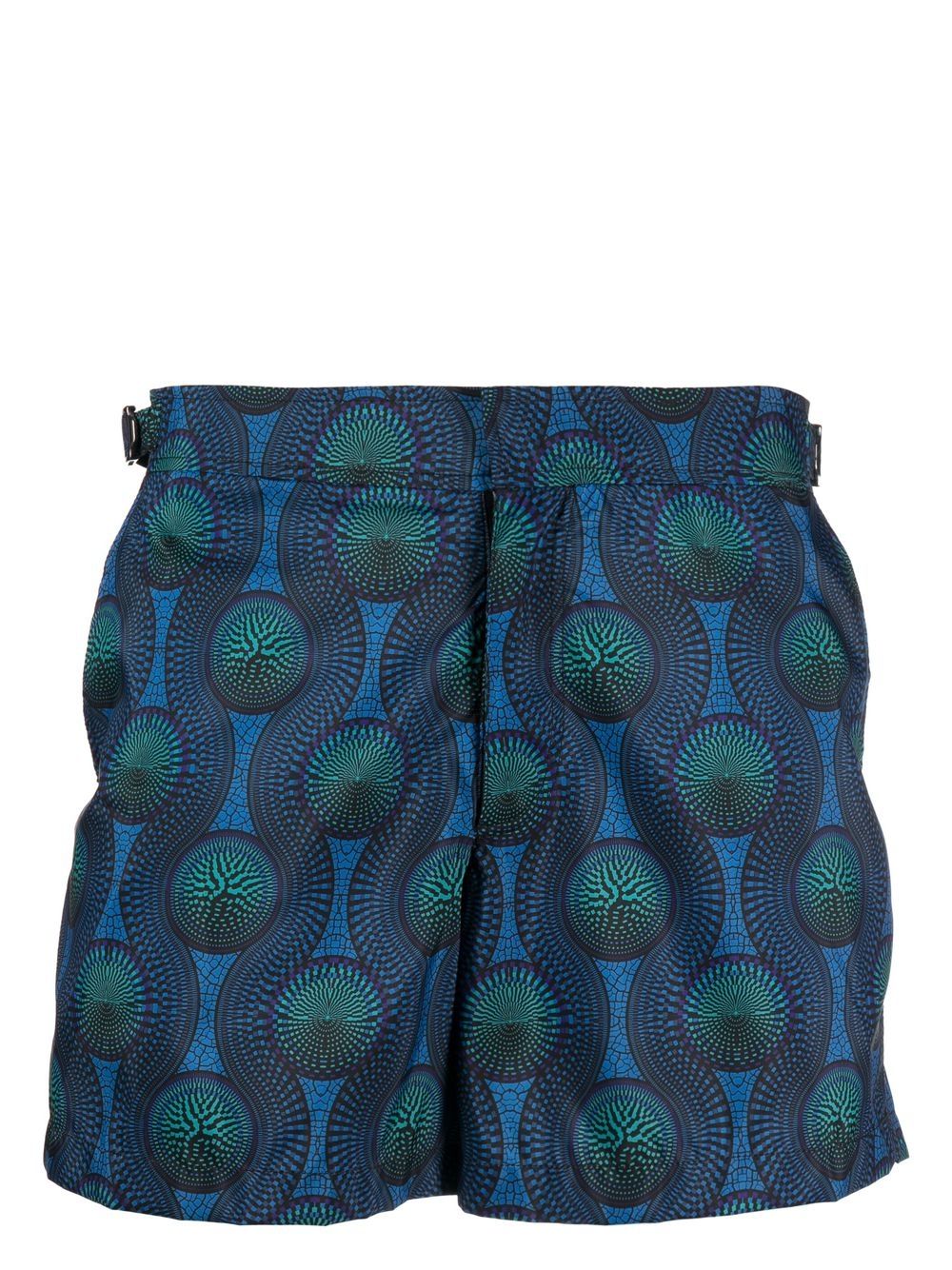 Mosaic-Print Swim Shorts — Blue