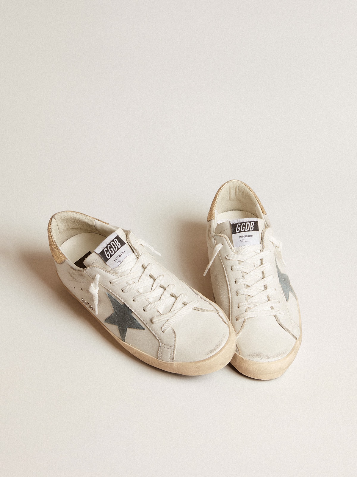 Golden Goose - Men's Super-star With Suede Star And Platinum Snake-print Leather Heel Tab, Man