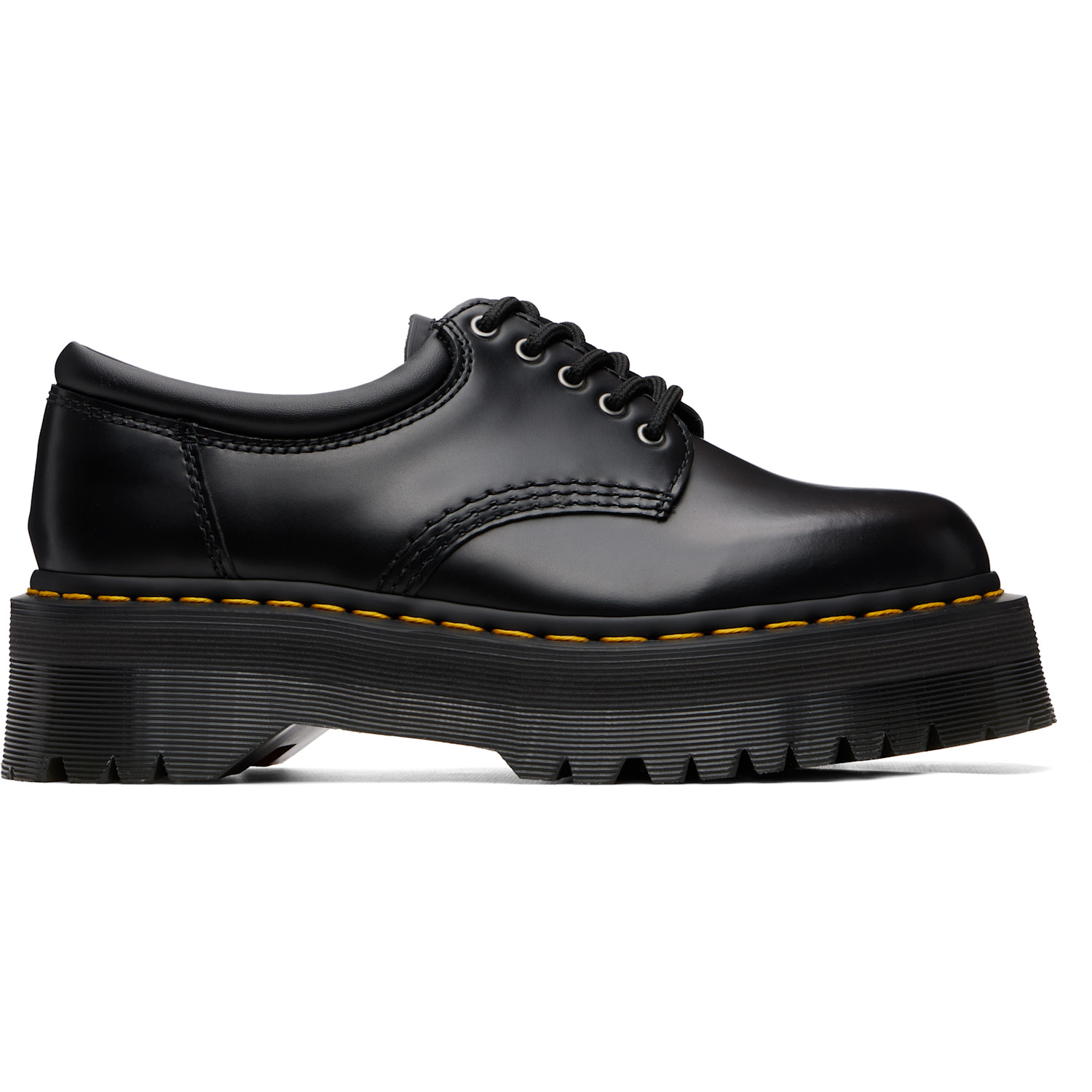Black 8053 Quad Smooth Leather Platform Derbys