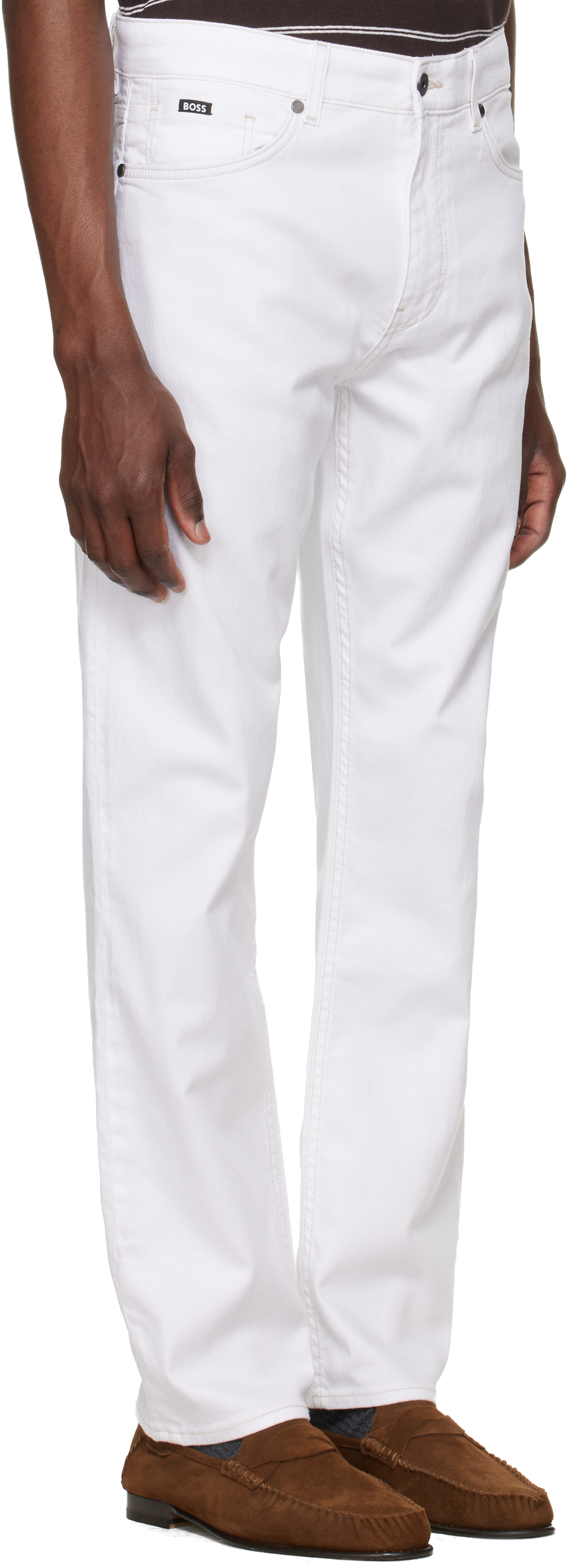 White Five-Pocket Stretch Jeans