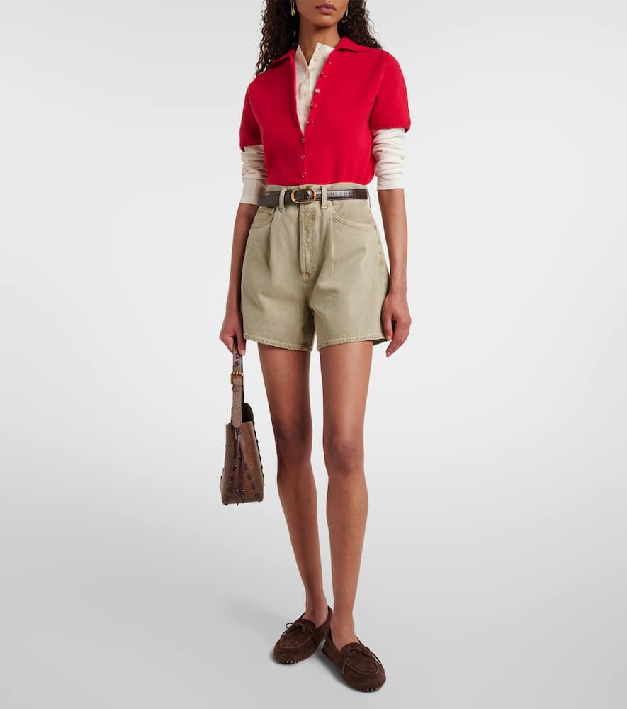 Mid-rise denim shorts