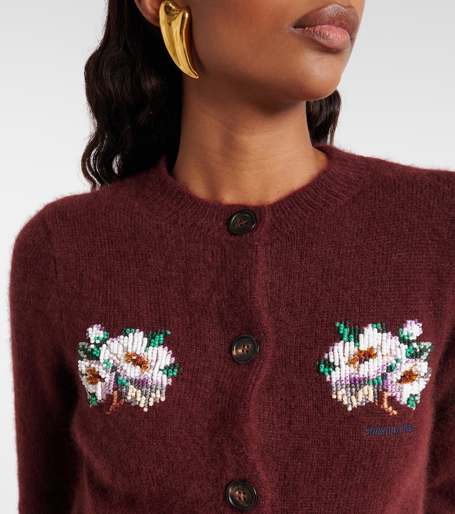 Beaded cashmere and cotton cardigan