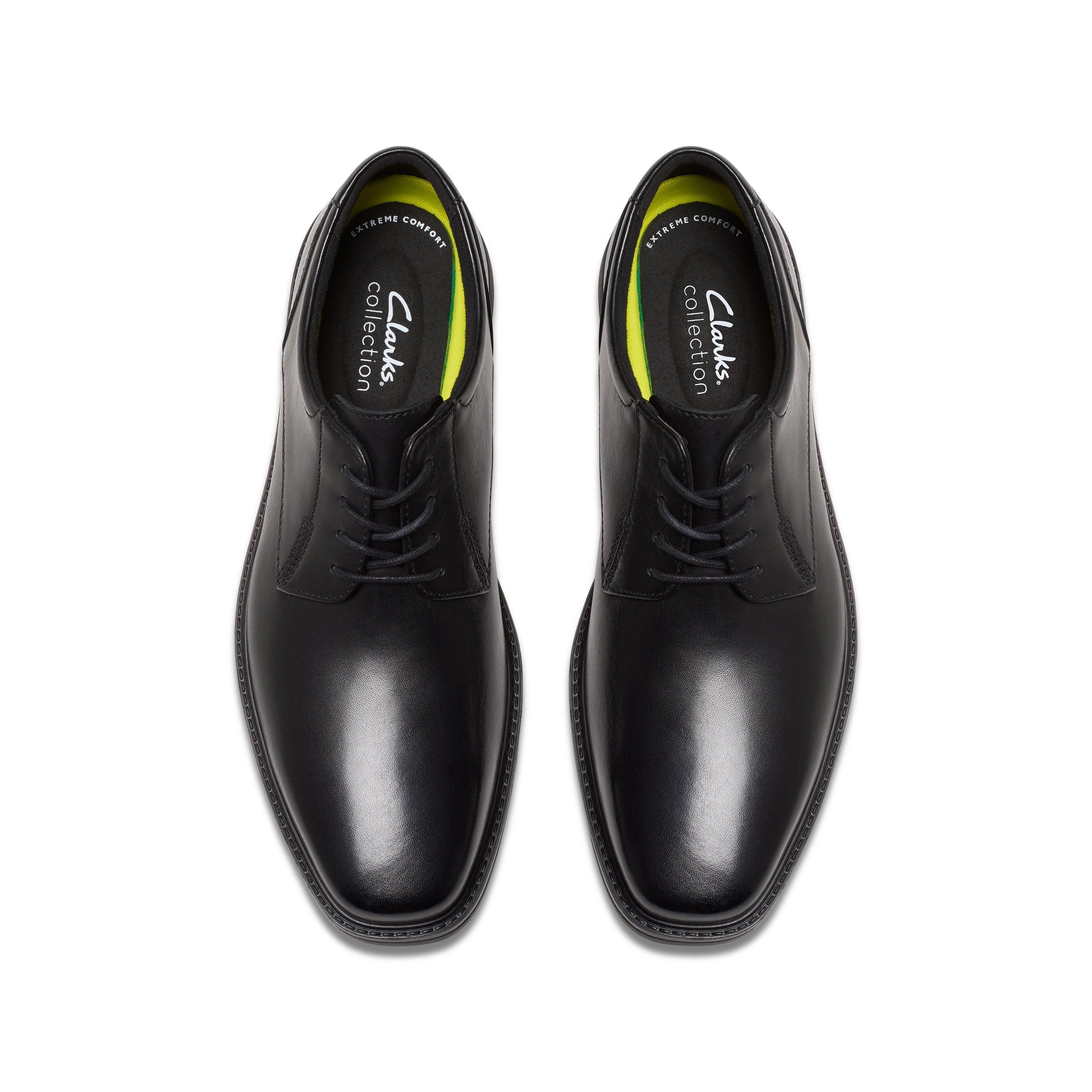 Clarks Wendell Lace Ii Black Leather Derby Shoes,lace Up