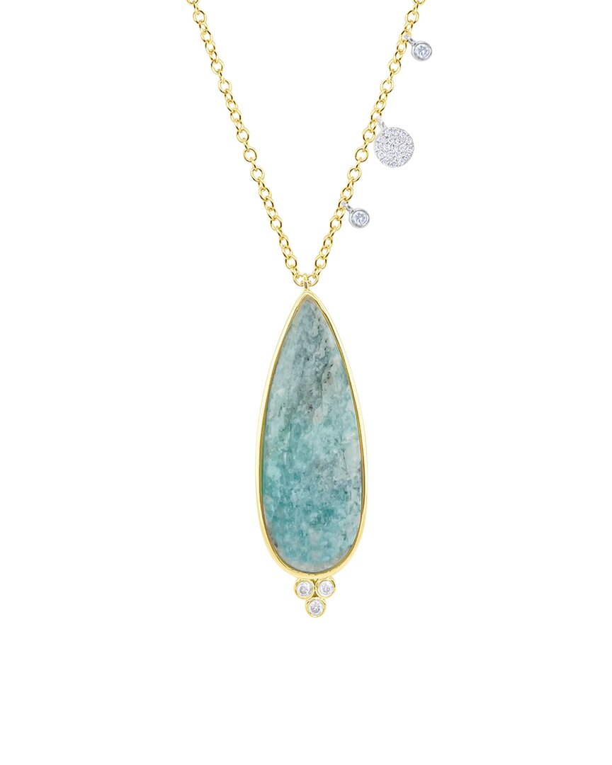 14K 8.21 Ct. Tw. Diamond & Amazonite Necklace