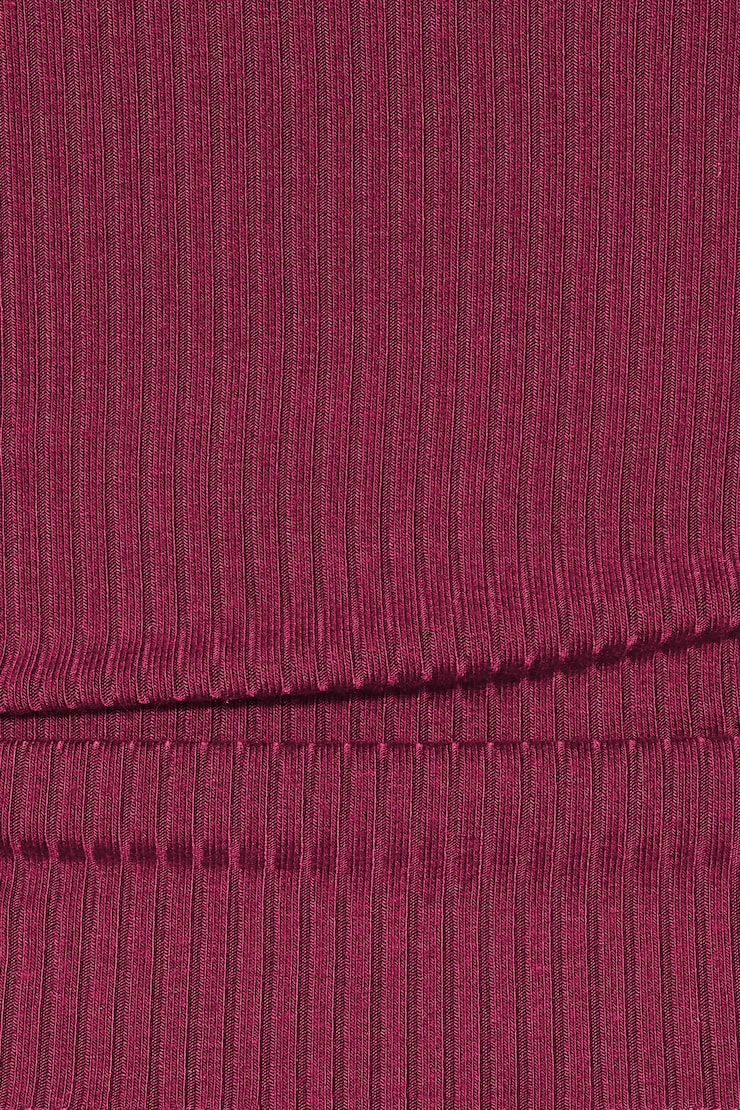 Open Neck Ribbed Cami Top - Burgundy - Women Clothing