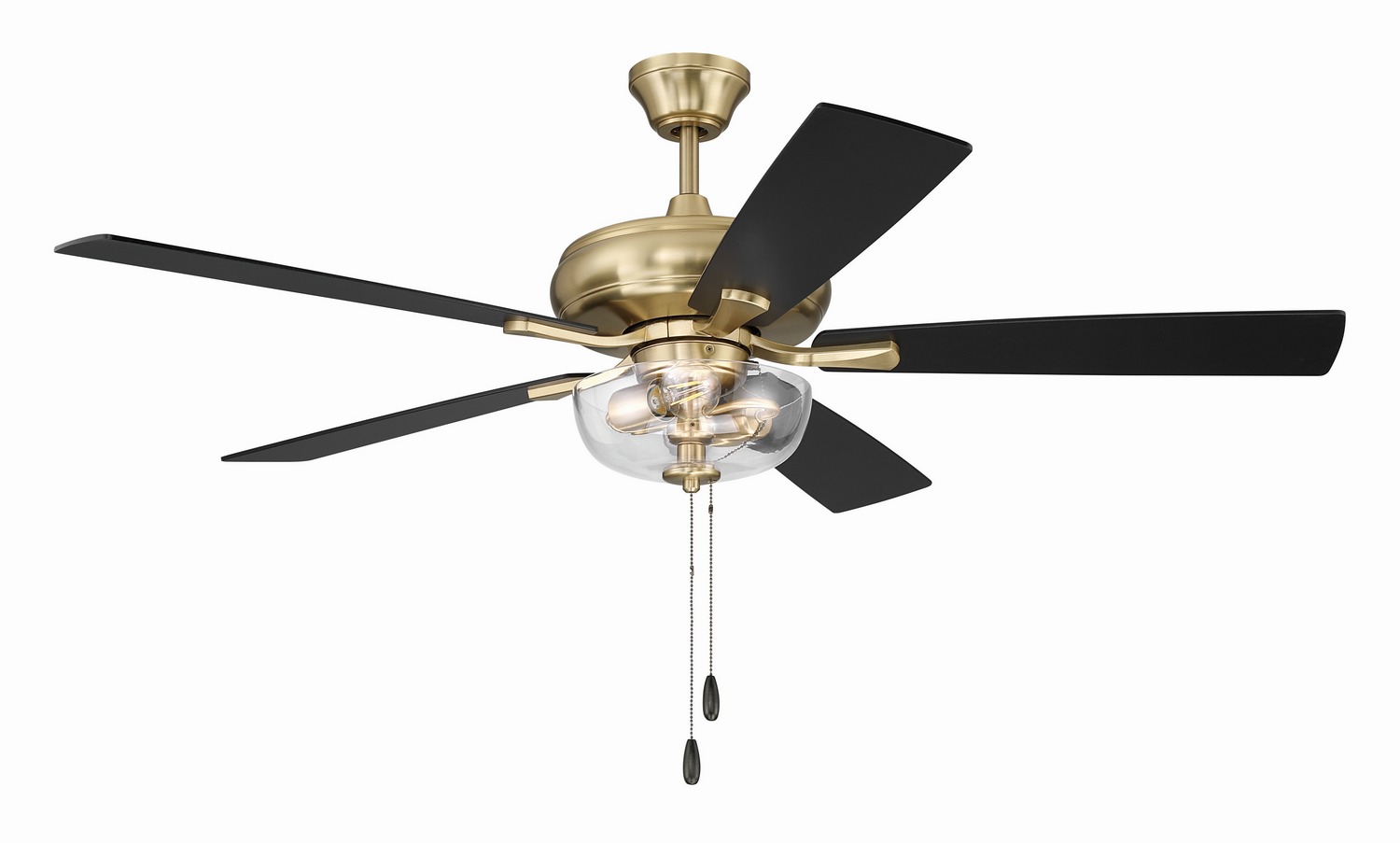Satin Brass 52" Ceiling Fan from the EOS 2 Light Clear Bowl Collection