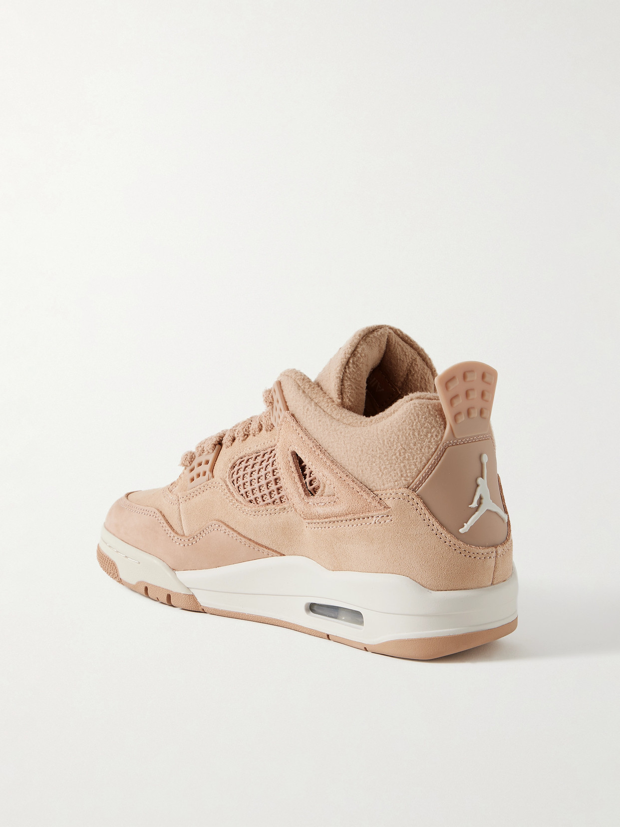 Air Jordan 4 Retro Rubber And Mesh-trimmed Fleece And Suede High-top Sneakers - Neutrals
