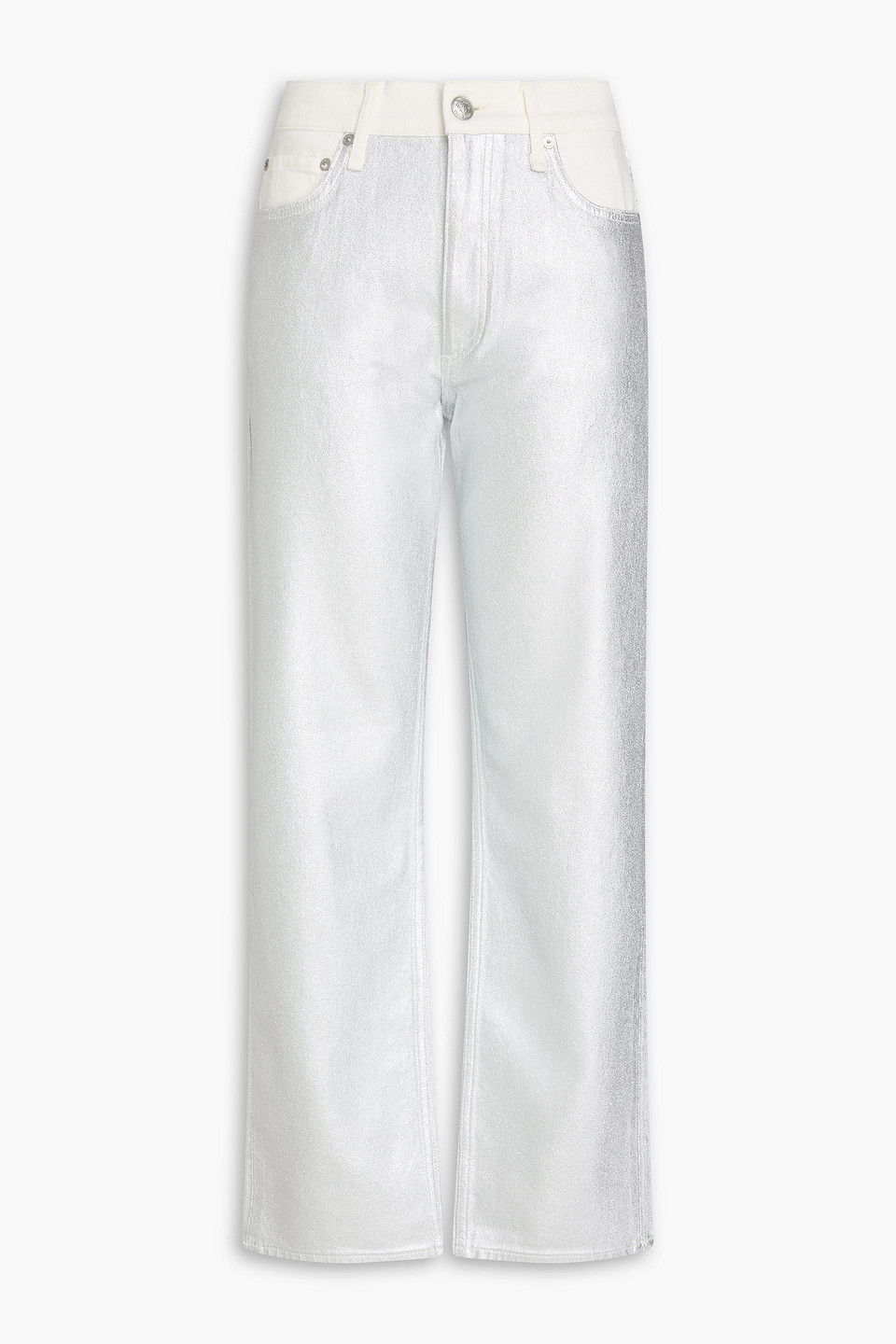 Rag & bone - Harlow metallic coated high-rise straight-leg jeans - Metallic - 29
