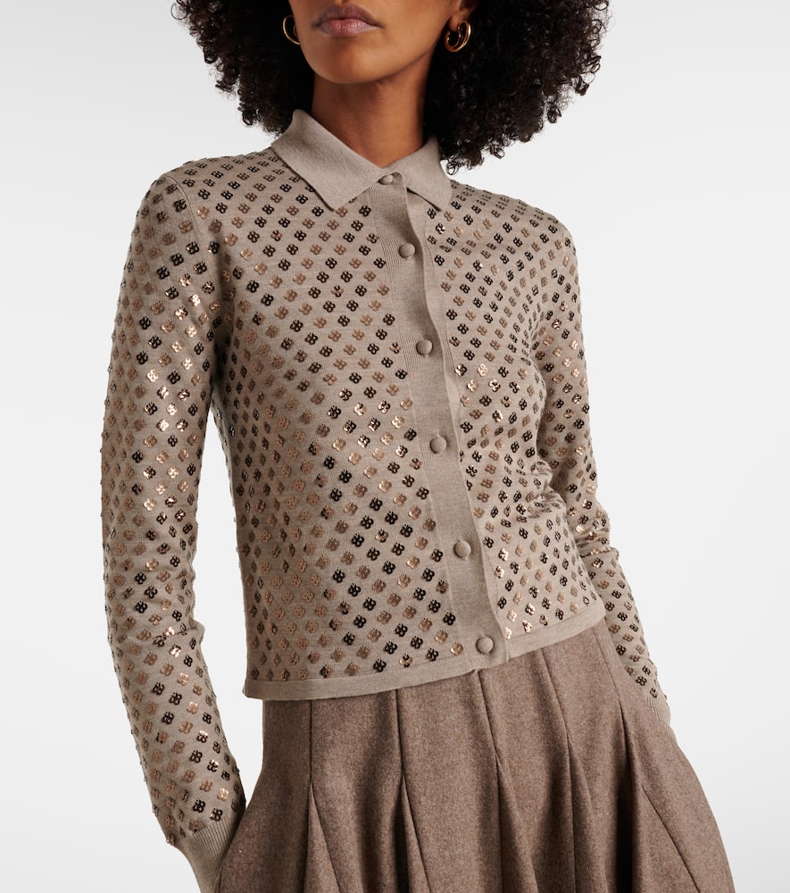 Ragno sequined virgin wool cardigan