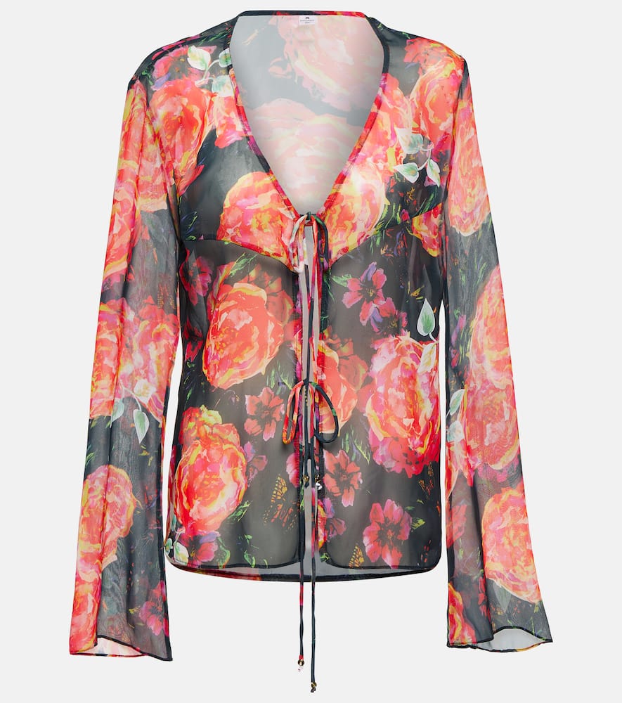 Vanessa floral chiffon beach cover-up