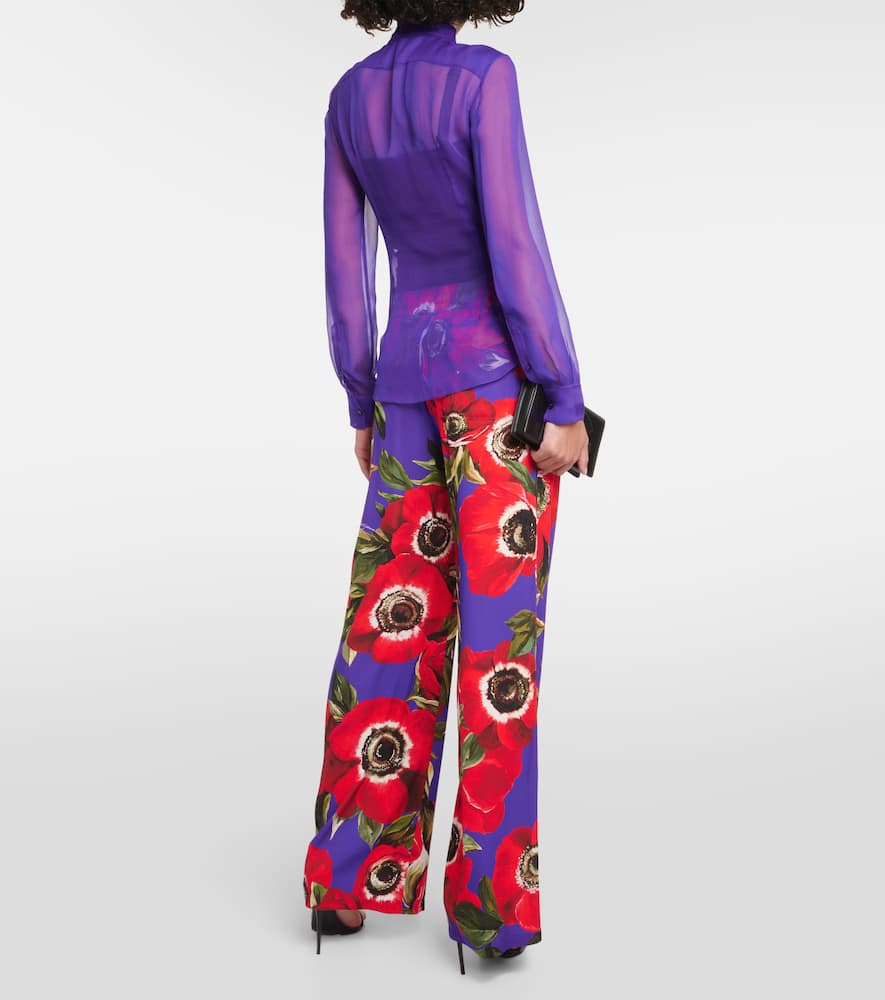 Tie-neck silk blouse