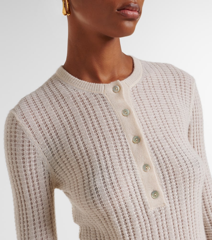 Ribbed-knit cashmere and silk Henley shirt