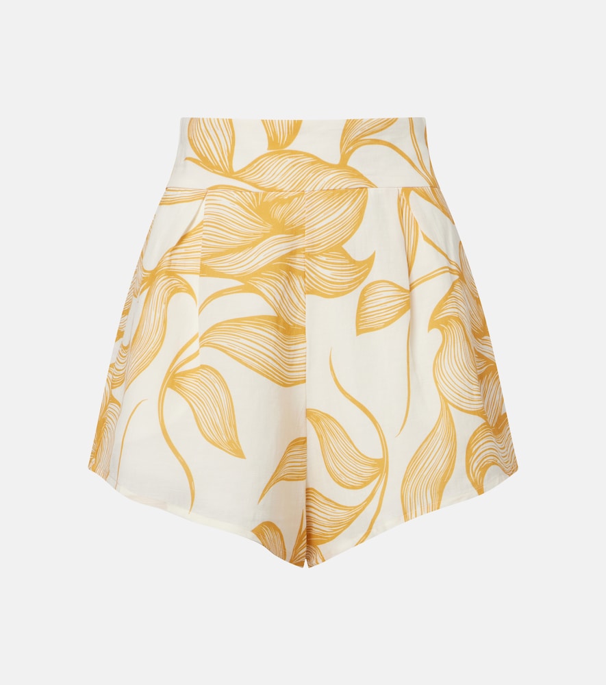 Foliage printed wide-leg shorts