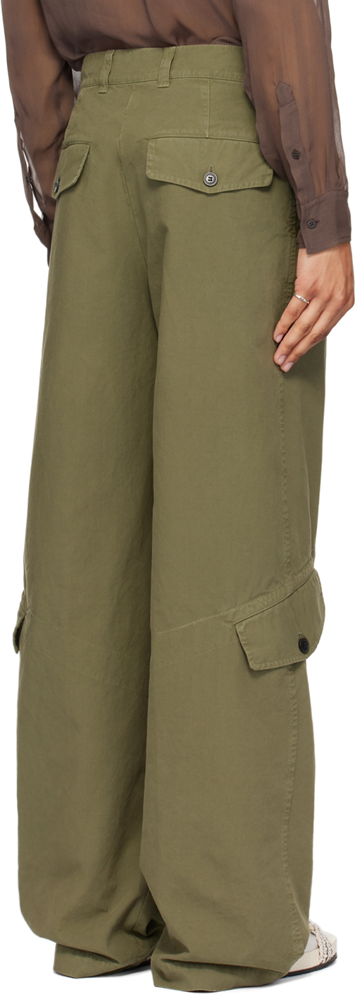 Dries Van Noten Khaki Loose-Fit Cargo pants