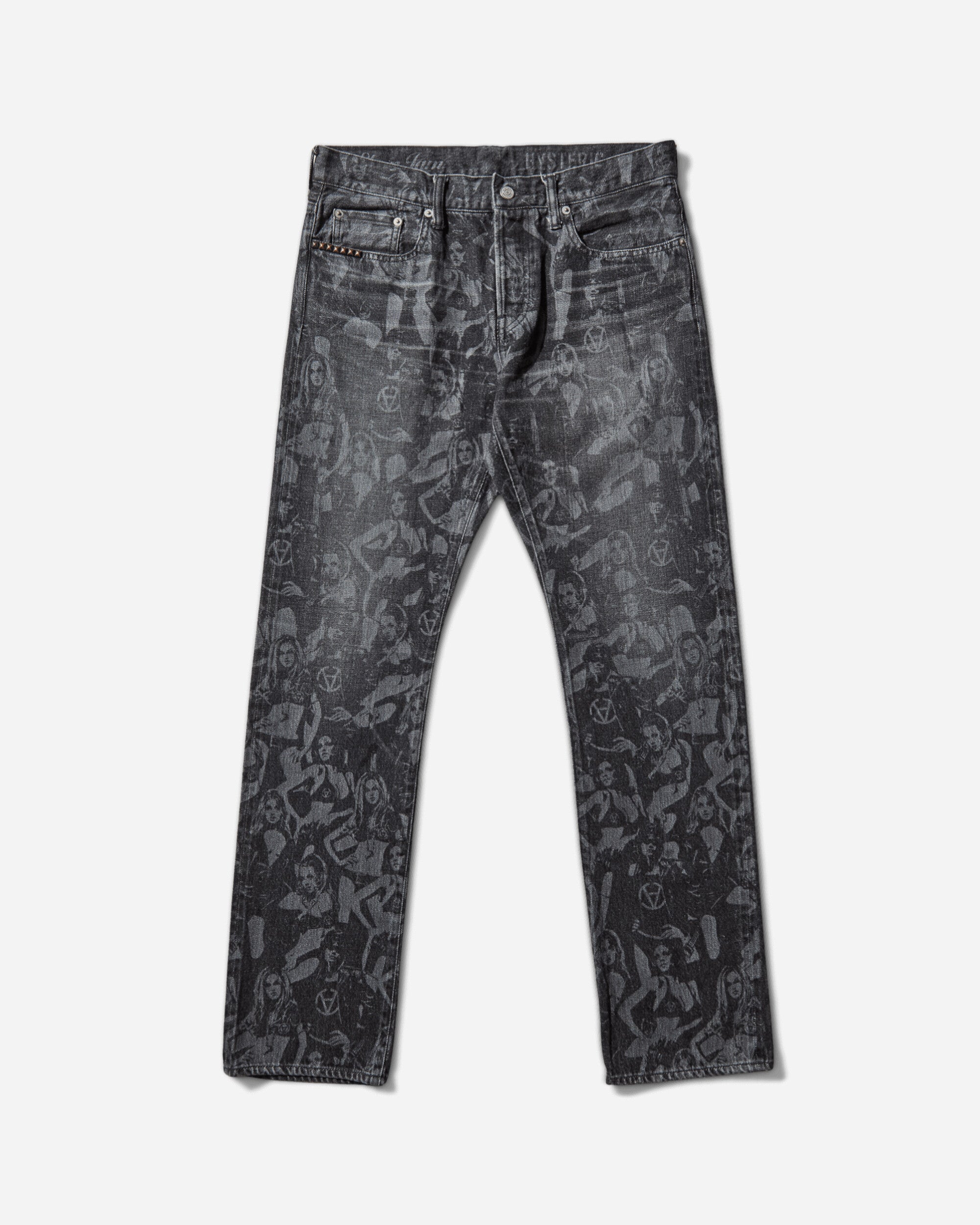 Slam Jam Hysteric Angels Screen Print Denim Pants Black