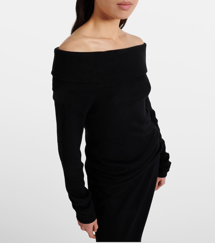 Off-shoulder cotton and cashmere top