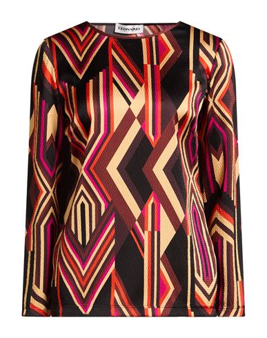 Woman Top Chocolate brown Size 14 Silk, Elastane