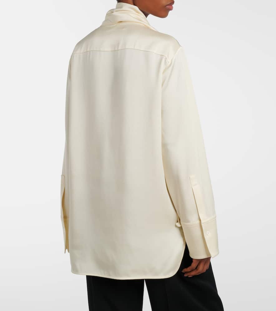 Scarf-detail satin shirt