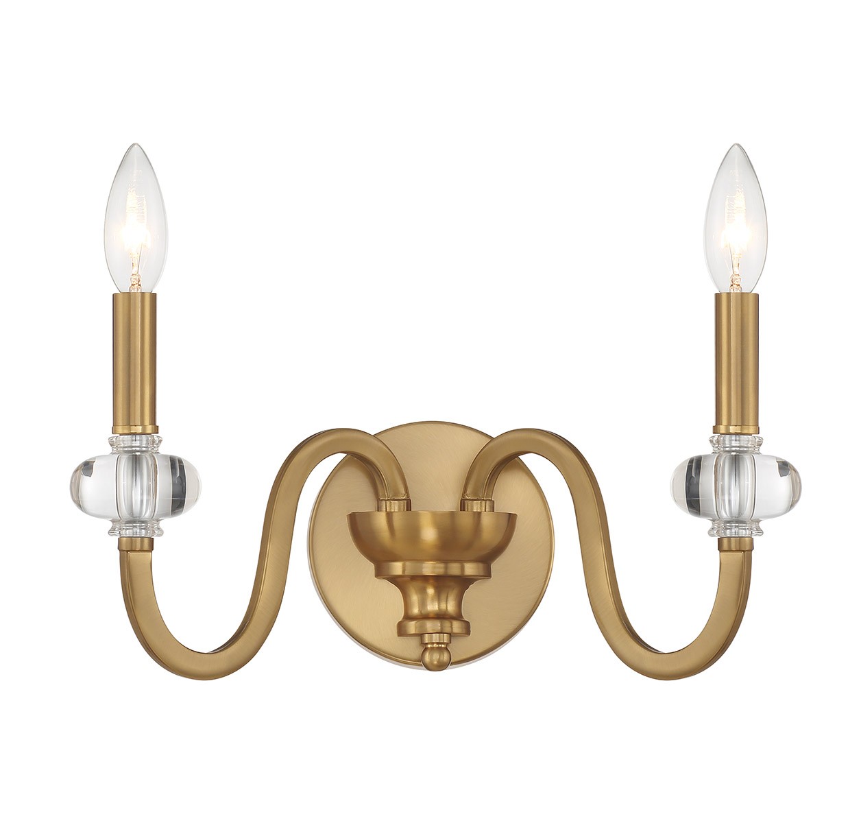 Warm Brass Two Light Wall Sconce from the Bergdorf Collection