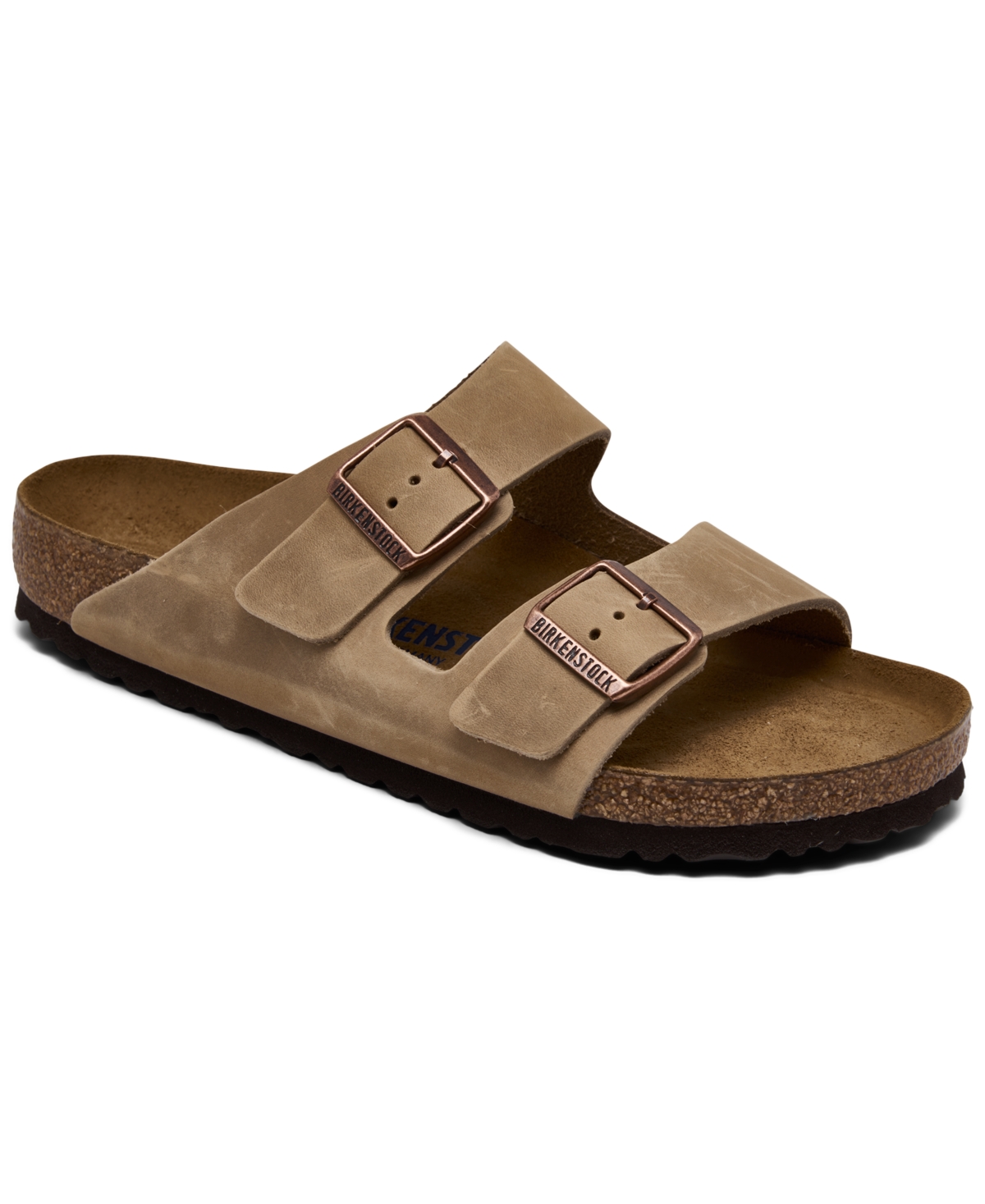 Men's Arizona Essentials Oiled Leather Two-Strap Sandals from Finish Line - Brown
