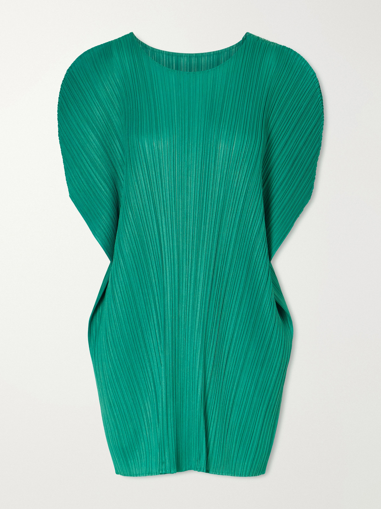 Plissé Mini Dress - Green
