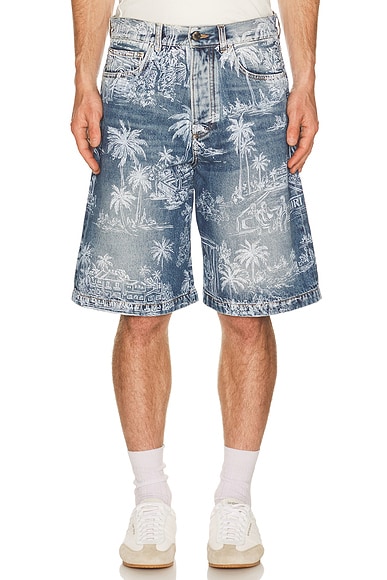 Amiri Chateau Palms Denim Short in Harbor Indigo - Blue. 33 also , 31