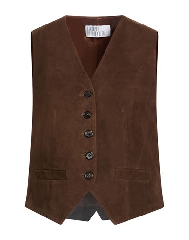 Woman Tailored Vest Brown Size 0 Leather
