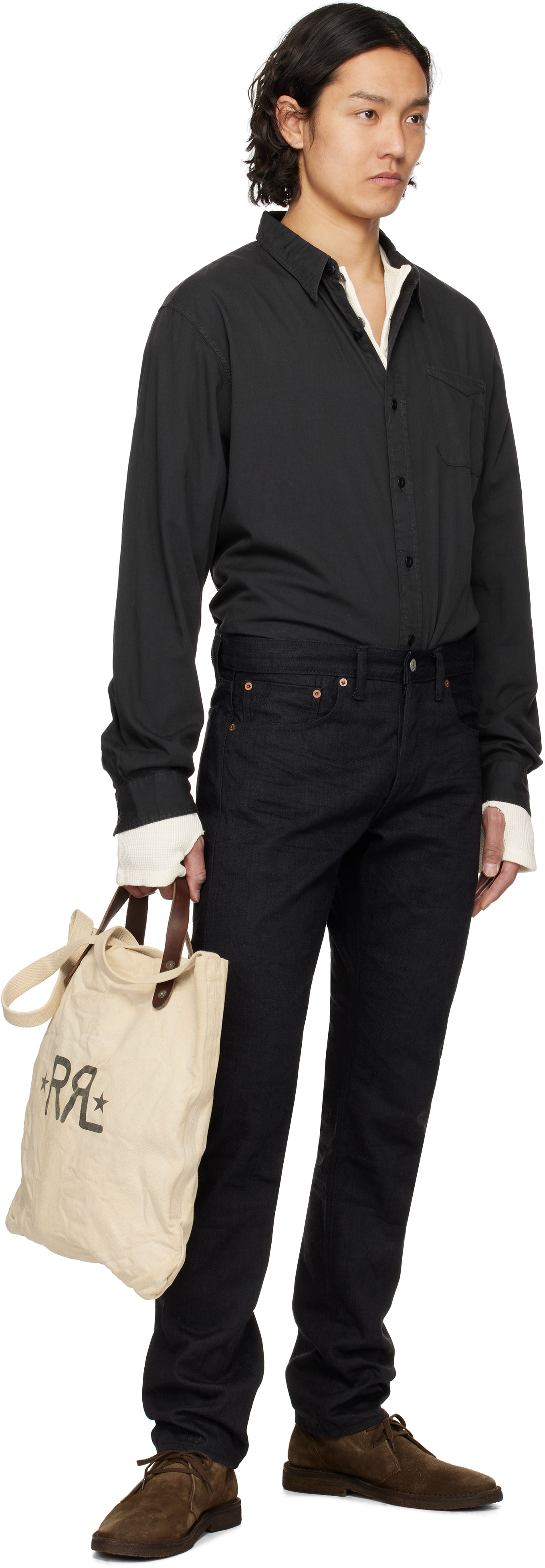 RRL Black Slim Fit Selvedge Jeans