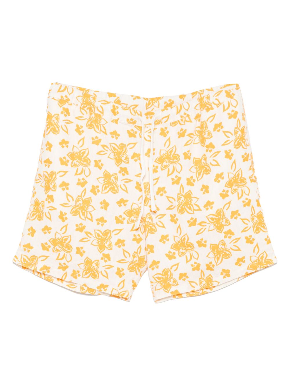 Floral-pattern linen shorts - Neutrals