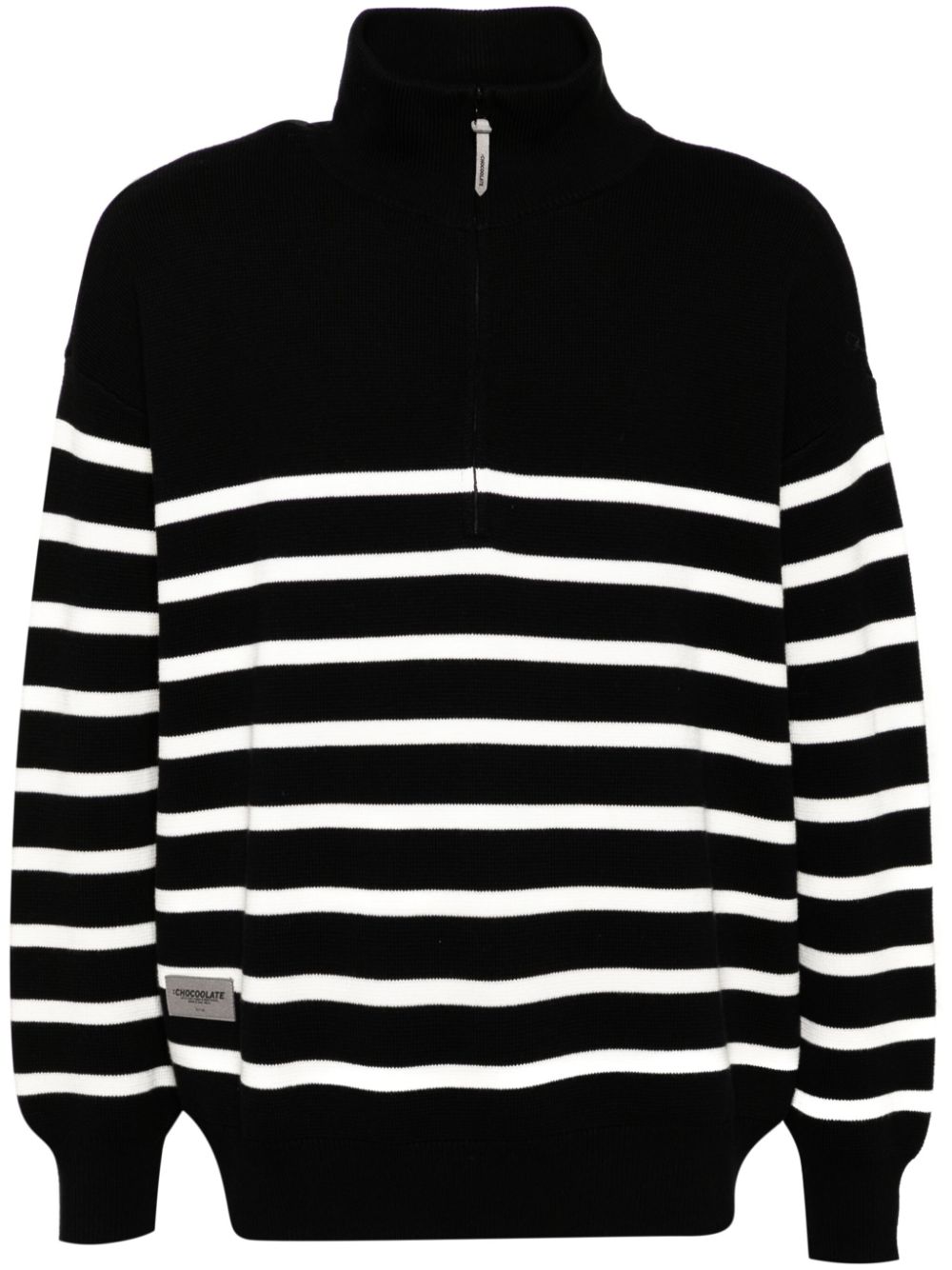 Striped zip-up jumper - Black